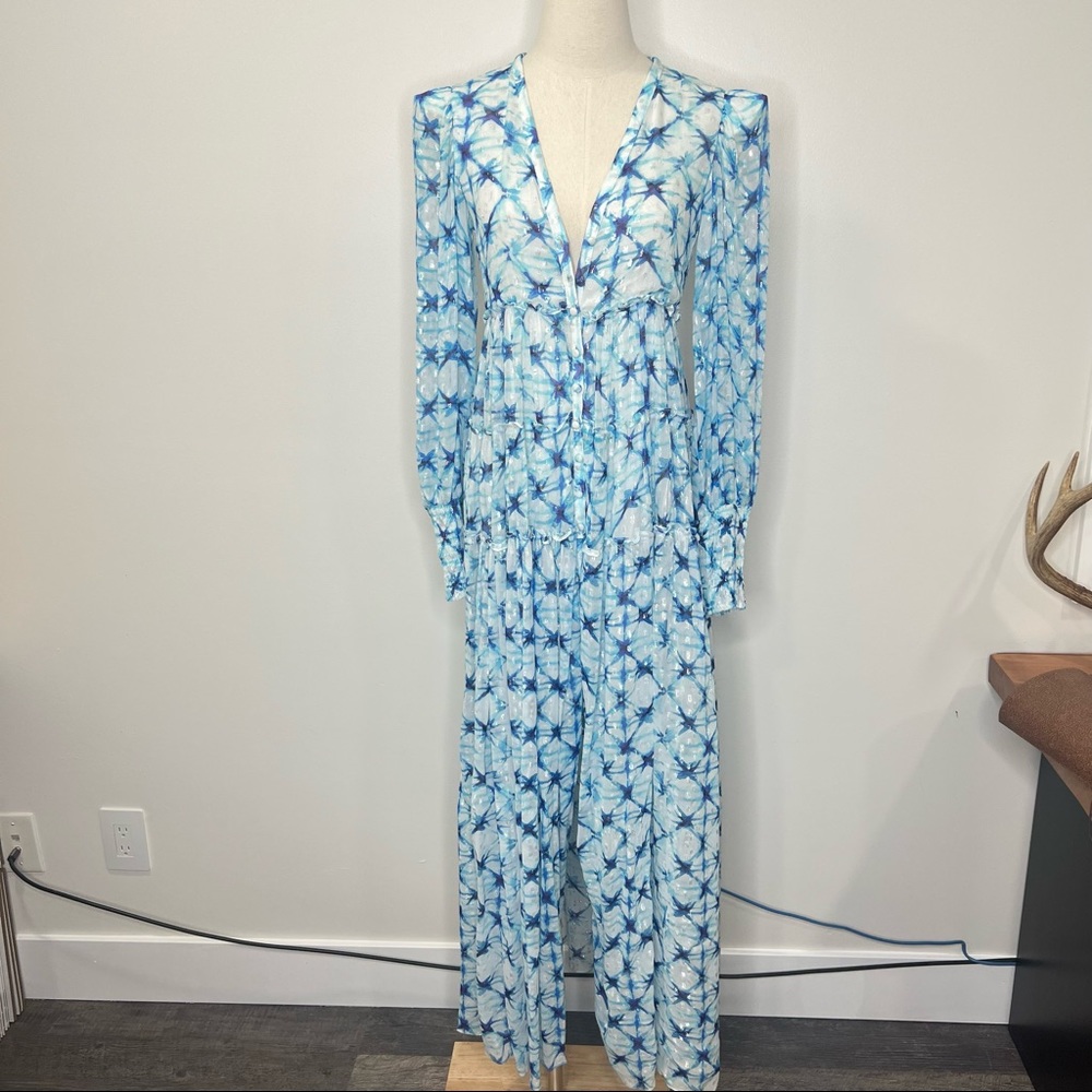 NWT Rococo Sand Volna Maxi Dress in Blue Multi Watercolor Floral Print xsmall - Picture 1 of 13